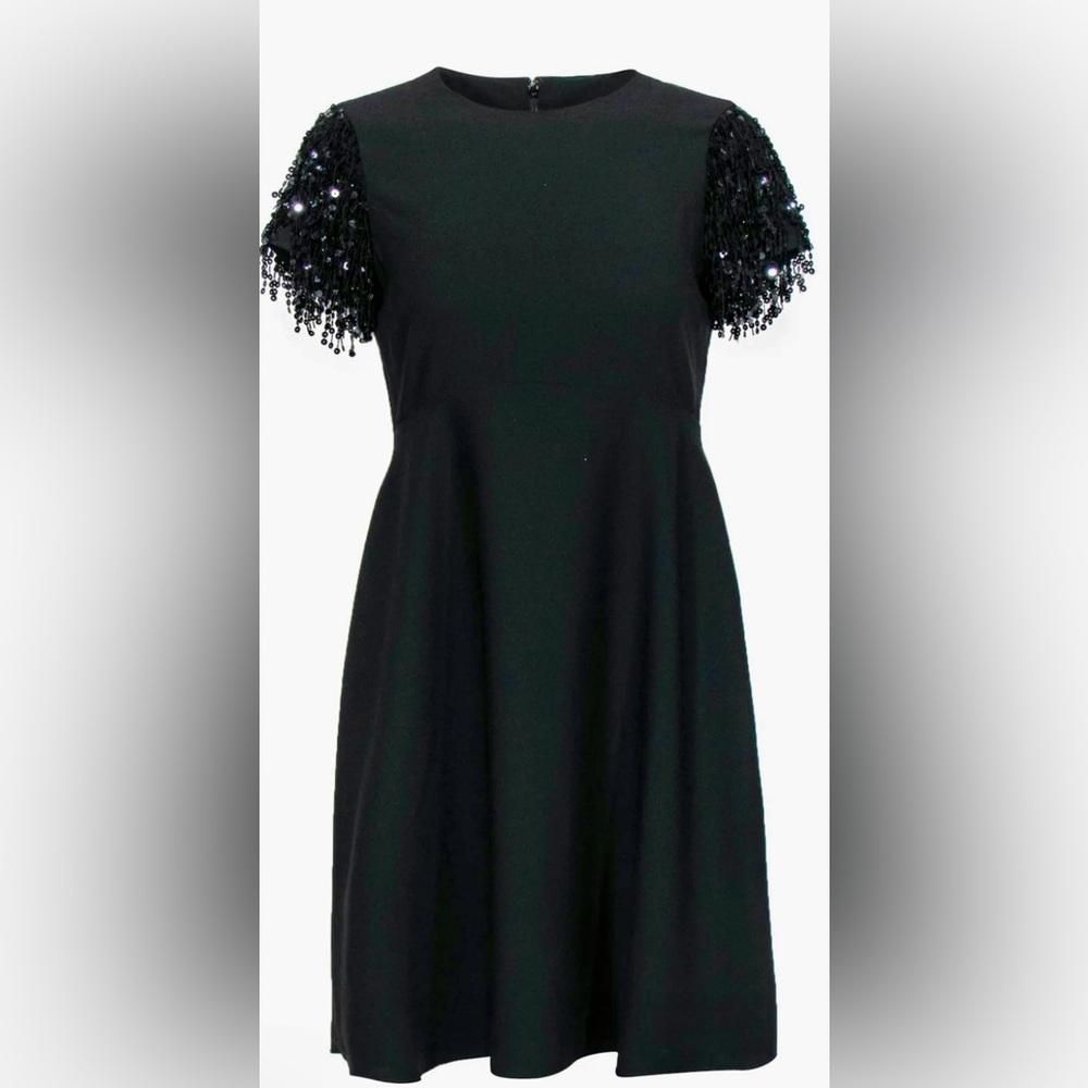 KATE SPADE NWOT Sequin Fringe Black Swing Dress Size 0 - Picture 2 of 15